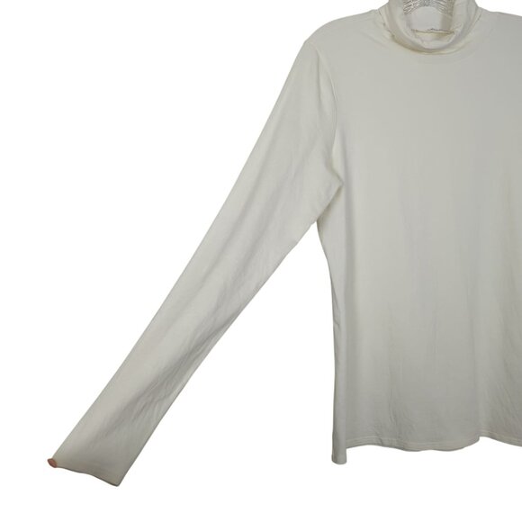 Peruvian Connection Womens Cream Turtleneck Top Long Sleeve Cotton - Picture 3 of 9
